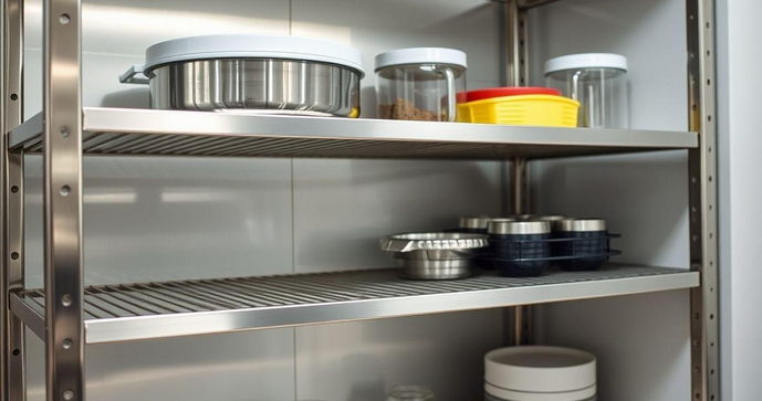 Prateleira de inox para cozinha industrial &eacute; a solu&ccedil;&atilde;o ideal para otimizar espa&ccedil;o e organiza&ccedil;&atilde;o